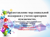 Предоставление мер социальной поддержки с учетом критериев нуждаемости (в
