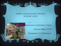 И н в е с т и ц и о н н ы й п р о е к т Зоомагазин