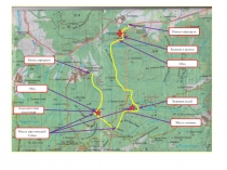 Купание в купели
Начало маршрута
Обед
Место ночевки
Заправка водой
Обед
Конец