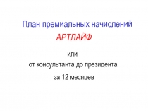 План премиальных начислений
или
от консультанта до президента
за 12