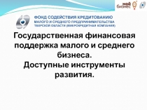 Государственная финансовая поддержка малого и среднего бизнеса. Доступные