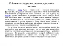 Клітина – складна високовпорядкована система