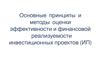 Основные принципы и методы оценки эффективности и финансовой реализуемости