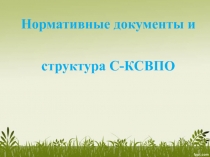 Нормативные документы и структура С-КСВПО