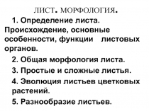 ЛИСТ. МОРФОЛОГИЯ
