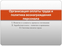 Организация оплаты труда и политика вознаграждения персонала