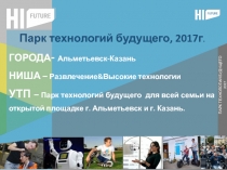 П арк технологий будущего, 2017г.
ГОРОДА - Альметьевск-Казань
НИША – Р