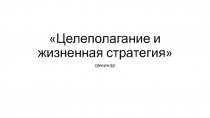 Целеполагание и жизненная стратегия