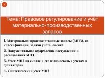Тема: Правовое регулирование и учёт материально-производственных запасов