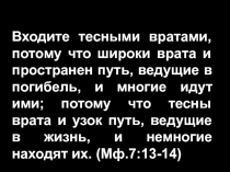 Входите тесными вратами, потому что широки врата и пространен путь, ведущие в