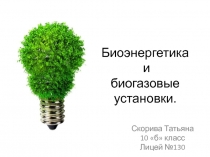 Биоэнергетика и биогазовые установки