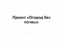 Проект Огород без почвы