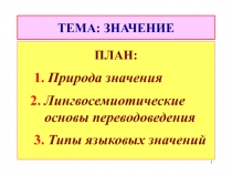 ТЕМА: ЗНАЧЕНИЕ