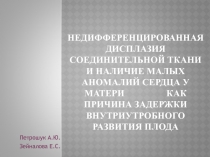 НЕДИФФЕРЕНЦИРОВАННАЯ ДИСПЛАЗИЯ СОЕДИНИТЕЛЬНОЙ ТКАНИ И НАЛИЧИЕ МАЛЫХ АНОМАЛИЙ
