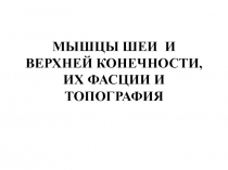 МЫШЦЫ ШЕИ И ВЕРХНЕЙ КОНЕЧНОСТИ, ИХ ФАСЦИИ И ТОПОГРАФИЯ