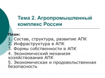 Тема 2. Агропромышленный комплекс России