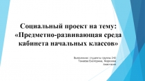 Социальный проект на тему: Предметно-развивающая среда кабинета начальных