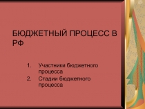 БЮДЖЕТНЫЙ ПРОЦЕСС В РФ