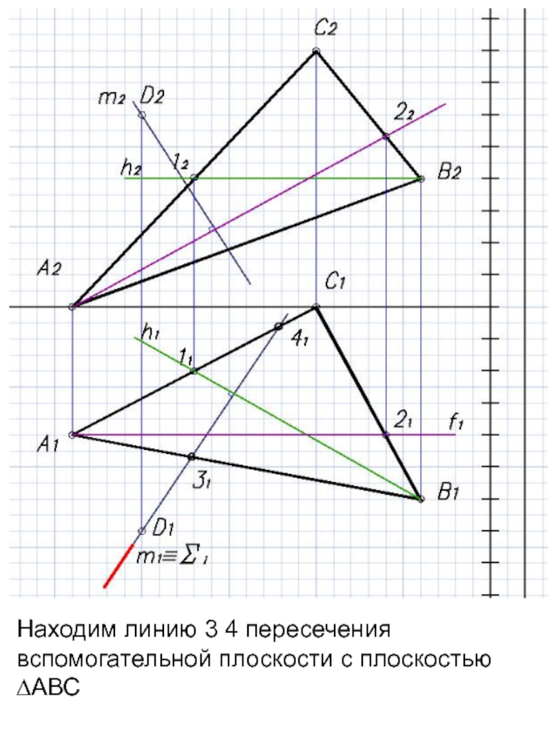 Как найти линию. Вспомогательными плоскостями нахождения. Как найти линию пересечения между 2 плоскостями. Определить натуральную величину угла между прямыми а и б. Как найти линию пересечения двух плоскостей по их уравнениям.