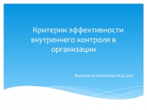 Критерии эффективности внутреннего контроля в организации
