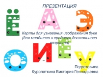 ПРЕЗЕНТАЦИЯ
Карты для узнавания изображения букв
(для младшего и среднего