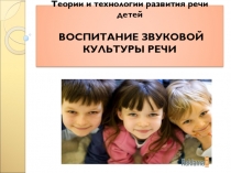 Теории и технологии развития речи детей ВОСПИТАНИЕ ЗВУКОВОЙ КУЛЬТУРЫ РЕЧИ