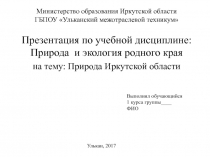 Министерство образования Иркутской области ГБПОУ Ульканский межотраслевой