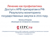 Лечение как профилактика. Доступ к АРВ-препаратам в РФ: Результаты мониторинга