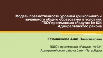 Казанникова Анна В ячеславовна ГБДОУ прогимназия Радуга № 624 Адмиралтейского