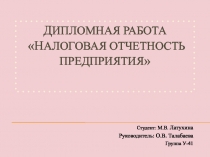 Д ипломная работа Н алоговая отчетность предприятия