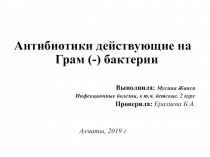 Антибиотики действующие на Грам (-) бактерии
Выполнила: Мусина