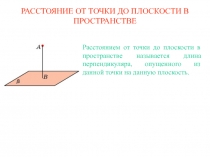 РАССТОЯНИЕ ОТ ТОЧКИ ДО ПЛОСКОСТИ В ПРОСТРАНСТВЕ