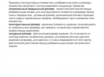 Привязку конструктивных элементов к разбивочным осям и размеры элементов