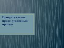 Процессуальное право: уголовный процесс