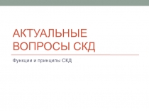 Актуальные вопросы СКД