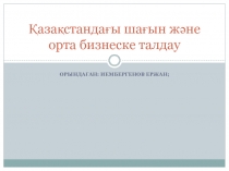 Қазақстандағы шағын және орта бизнеске талдау