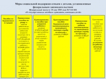 Меры социальной поддержки семьям с детьми, установленные федеральным