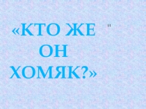 КТО ЖЕ ОН ХОМЯК?
И
