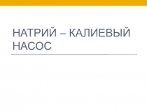 Натрий – Калиевый насос