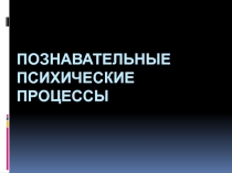 ПОЗНАВАТЕЛЬНЫЕ ПСИХИЧЕСКИЕ ПРОЦЕССЫ