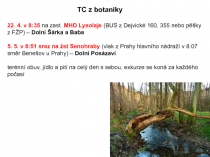 TC z botaniky
22. 4. v 8:35 na zast. MHD Lysolaje (BUS z Dejvické 160, 355 nebo