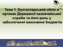 Тема 1. Бухгалтерський облік в органах Державної казначейської служби та його