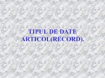 TIPUL DE DATE ARTICOL(RECORD)