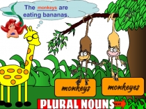 The ______ are eating bananas.
monkeys
monkeyes
Next
monkeys
PLURAL NOUNS