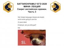 SATTAROVFAMILY ЕГЭ 2020
МИНИ- ЛЕКЦИЯ
Секрет английских времен. Часть 3