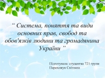 “ Система, поняття та види основних прав, свобод та обов'язків людини та