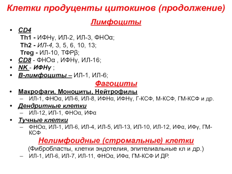 Клетки продуценты цитокинов схема