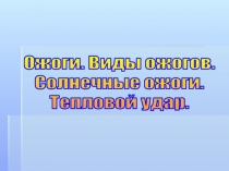 Ожоги. Виды ожогов.
Солнечные ожоги.
Тепловой удар