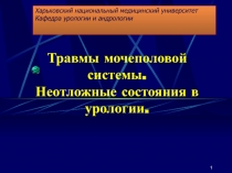 Травмы мочеполовой системы. Неотложные состояния в урологии