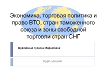 Экономика, торговая политика и право ВТО, стран таможенного союза и зоны